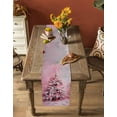 thumbnail image 5 of Pink Christmas Tree Burlap-Cotton Table Runner 36 Inches Long,Xmas Tree Oil Painting Farmhouse Table Runners,Outdoor Dining Tablecloths Decor for Baby Shower/Party/Wedding 13x36, 5 of 9