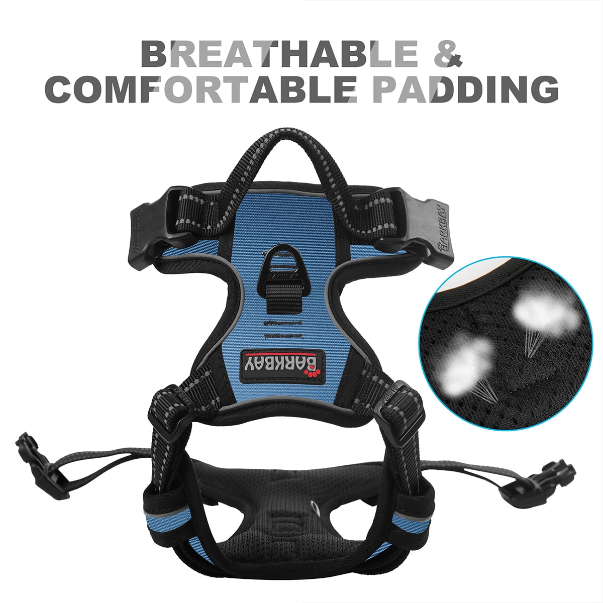 BARKBAY No Pull Dog Harness Front Clip Heavy Duty Reflective Easy Control Handle for Large Dog Walking(Navy,L)