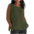 thumbnail image 2 of Aboser Womens Cotton Linen Tank Tops Oversized Loose Fit Shirts Casual Summer Sleeveless Blouses Solid Color Crewneck Vests Tees, 2 of 6