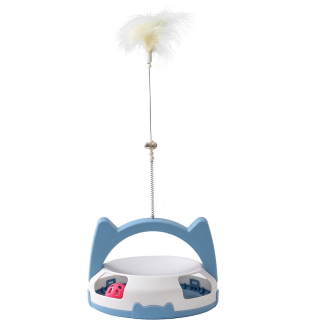 Juguetes para gatos con bola de pistas de rodillos, juguete de plumas giratorio automático, juguete de rodillo de pista para gatos, juguete de plumas giratorio automático elaborado por expertos Jadeshay A