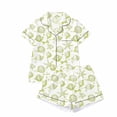 thumbnail image 2 of RUTAYY Women's Pajama Set Seashell Starfish Print Lapel Short Sleeve Open Front Top and Shorts 2 Piece Loungewear Yellow, 2 of 3