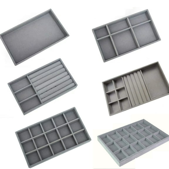 Drawer Insert Organizer Velvet Jewelry Trays, Removable Compartments For Customized Storage, Soft-touch Velvet Protects Jewelry, Easy Storage Stackable Solutions (Pack Of 6)