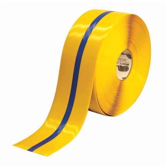 Mighty Line Floor Marking Tape, Rubber, No Legend, Blue, Yellow, 4 in W. 4RYBCTR