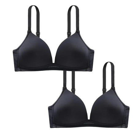 Mrat Fashion Sports Bra for Women 2pc Womens Wireless Bra Traceless Comfortable Thin Style Breathable Gathering Bra Woman Underwear Bras S-415 Black L
