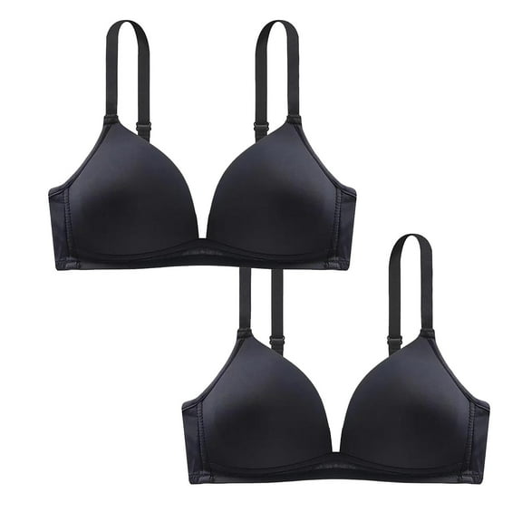 Bigersell Bras Pack for Women Set New 2pc Ladies Seamless Comfortable No Underwire Thin Style Breathable Gathering Bra Woman Underwear Sport Bra Style F-53 Black S