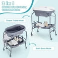 thumbnail image 3 of INFANS Baby Changing Table with Bathtub, Foldable Diaper Dresser Station with Removable Bath Support Wheels Waterproof Pad Storage Rack, Portable Nursery Organizer Stand for Newborn Infant, 3 of 9