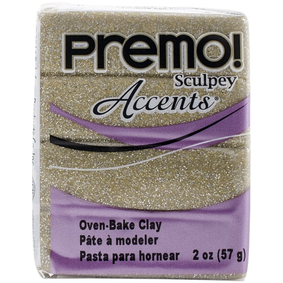 Premo Sculpey Accents Polymer Clay 2oz-Yellow Gold Glitter