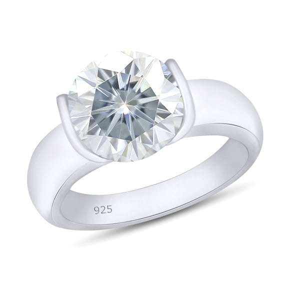 1.5 CT Round Cut Lab Created Moissanite Diamond Solitaire Engagement Ring In 14K White Gold Plated 925 Sterling Silver (Color: G-H, Clarity: VVS1, 1.50 Cttw) -4
