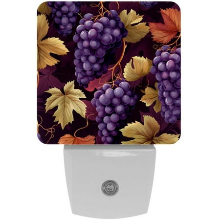 

Thanksgiving grapes LED Square Night Light - Compact and Energy Efficient Illumination for Bedrooms and Bathrooms - Plug-in Wall Lamp with Auto Sensor