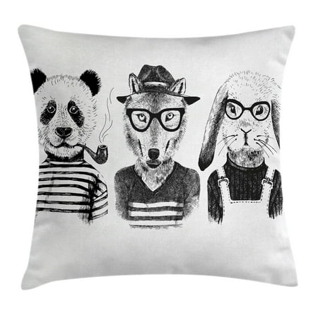 Animal Throw Pillow Cushion Cover Hipster Panda Bear Cigar Fox And Classy Hipster Decorative Pillows Animal Throw Pillow Cushion Cover Hipster Panda Bear Cigar Fox And Classy Hipster Decorative Pillows