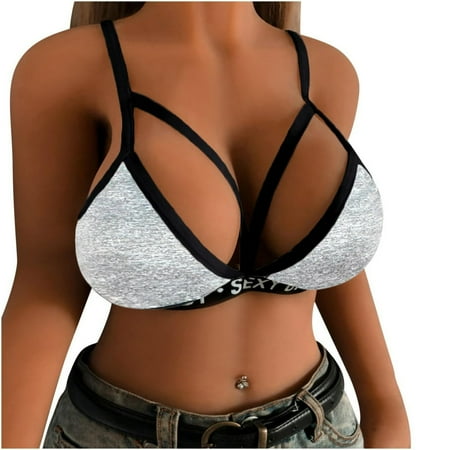 Fjofpr Sexy Lingerie Alluring Women Cage Bra Elastic Cage Bra Strappy Hollow Out Bra Bustier
