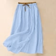 thumbnail image 2 of Womens Long Skirts A-Line Elastic Waist Casual Loose Solid Color Pleated Outdoor Beach Vacation Skirts, 2 of 9