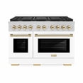 thumbnail image 2 of ZLINE Autograph Edition 48 in. 6.7 cu. ft. Paramount Double Oven Dual Fuel Range with 8 Burner Gas Cooktop in Stainless Steel with White Matte Doors and Polished Gold Accents (SDRZ-WM-48-G), 2 of 2