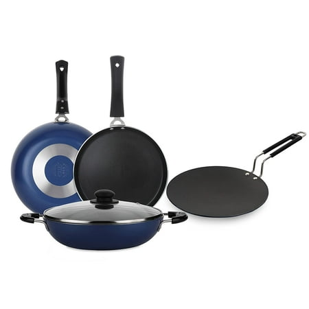 

diollo Aluminum Non Stick 5 Piece Cookware Set with Roti Tawa Gas Stove Compatible Only (Blue)