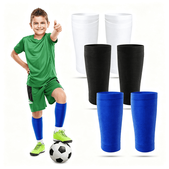 BESTSKY 3 Pairs Kids Soccer Shin Guard Sleeves with Insert Pocket Youth Soccer Shin Pad Socks Holders 3-15 Years Old Breathable Leg Sleeves Covers for Boys Girls Football