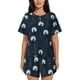 thumbnail image 1 of Fotbe Night Forest Wolf Conjunto de Pijama Estampado para Mujer, 2 Piezas, Ropa de Dormir con Camiseta de Manga Corta y Shorts Suaves-Large, 1 of 6