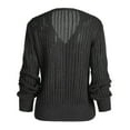 thumbnail image 2 of ZAFUL Women's Casual V Neck Solid Color Cutout Long Sleeve Cardigan Black S, 2 of 6