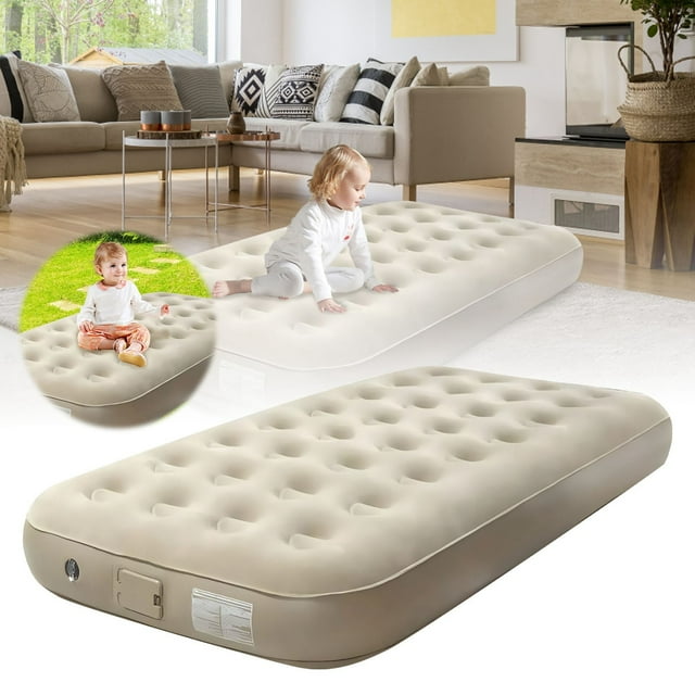 Air Cushion Folding Mattress with LED Light One Button Inflatable Camping Mattress Type C Rechargeable Detachable Bed Is Breathable and Comfortable.