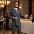 thumbnail image 3 of Cloudstyle Men's Slim Fit Double-Breasted Suit Set - 5-Pocket Jacket + 4-Pocket Trousers for Business Casual | Colorfast Office Wear, 3 of 15