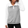 thumbnail image 4 of Cmfcve Plus Size Button V Neck Pullover Sweatshirts for Women Fashion Color Block Loose Fit Casual Long Sleeve Fall Shirts, 4 of 9
