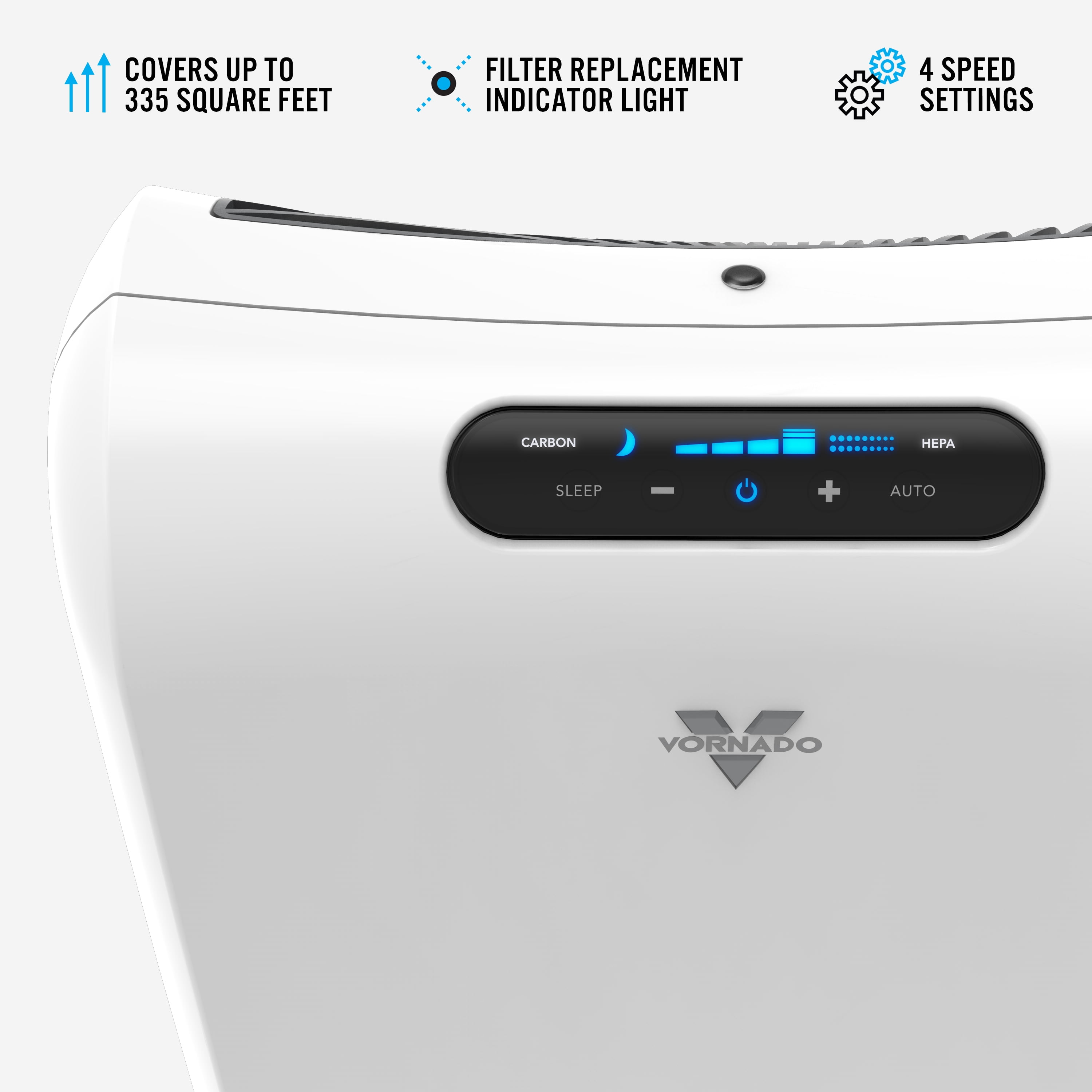 Vornado AC550 Whole Room True HEPA Air Purifier, 335 Sq Ft Coverage, Ice White
