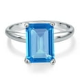 thumbnail image 3 of Gem Stone King 14K White Gold Swiss Blue Topaz Engagement Ring for Women | 5.60 Cttw | Emerald Cut 11X9MM | Gemstone November Birthstone | Size 9, 3 of 6