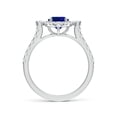 thumbnail image 2 of ANGARA Oval Lab Grown Blue Sapphire Halo Side Stone Engagement Ring for Women in 14K White Gold (Size-8x6mm) | September Birthstone Jewelry for Her | Lab-Grown Blue Sapphire Engagement Ring, 2 of 8