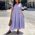 thumbnail image 5 of Horkkom Maxi Dresses for Women Plus Size Summer Short Sleeve Tiered Dress Casual Loose Beach Long Dresses XXL, 5 of 10
