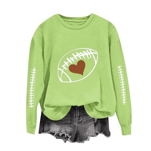 KkSLirnhs Womens Tops under $10 Women's Trendy Loose Casual Printed Long Sleeved Sweatshirt Top XXL Green