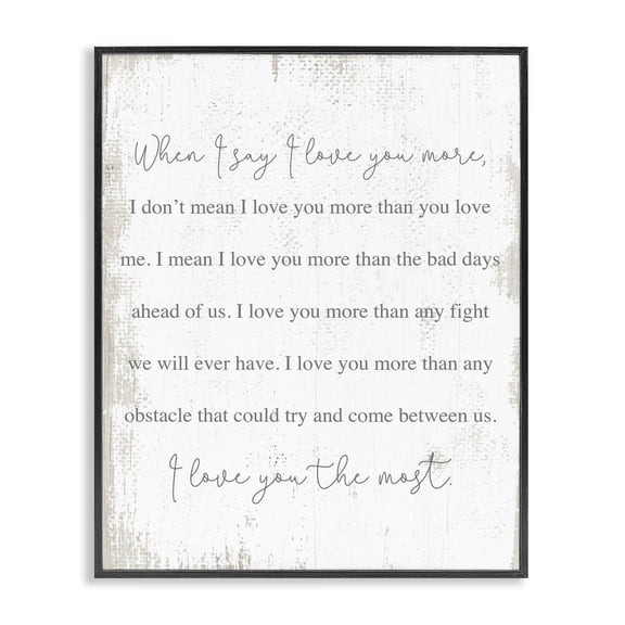 Stupell Industries Shabby Chic Love You The Most Family Home Textured Word Design Black Framed Giclee Art, 16 x 20, by Lil' Rue