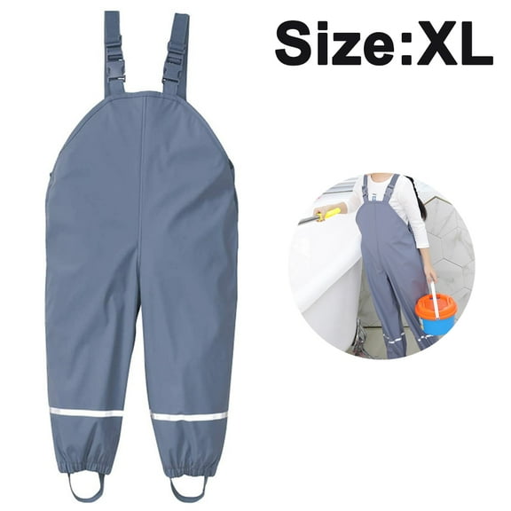 Unisex Kids' Waterproof & Mud-Proof Rain Pants with Adjustablesuspenders for Outdoor Adventures