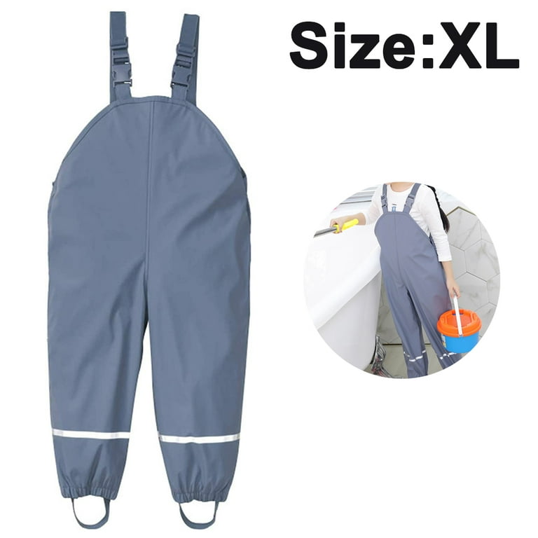 Toddler Rain Pants Waterproof Dirty Proof Suspender Trousers for Boys and  Girls Play Overalls Outdoor Jumpsuit