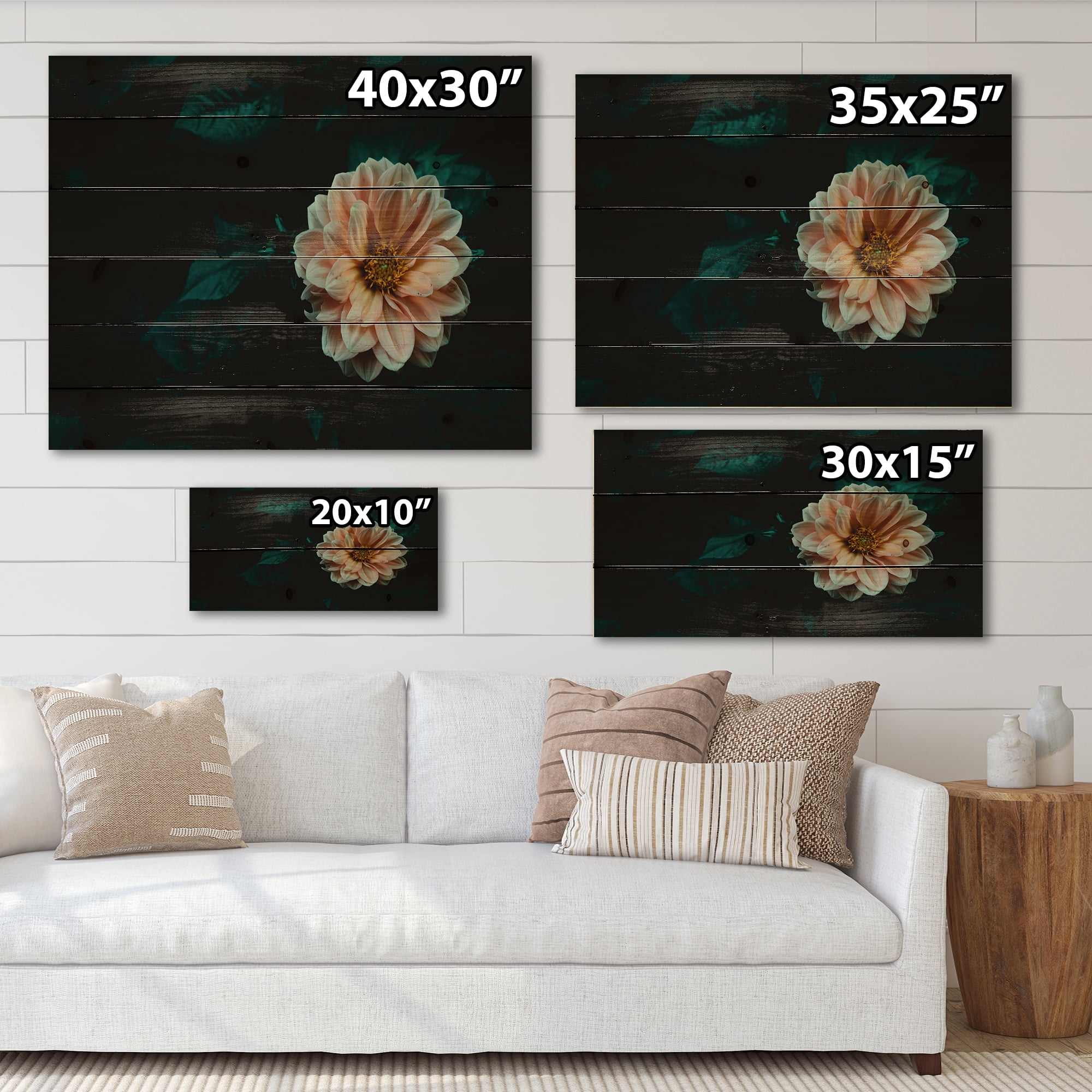 Designart 'Blooming Yellow Flower' Traditional Print on Natural Pine Wood
