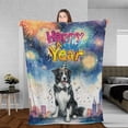 thumbnail image 3 of Happy New Year with Border Collie Fireworks Holiday Xmas Winter 2025 Cozy Fleece Blanket Borders Dog Lovers Gifts Idea Warm Soft Throw Blanket - 00025, 3 of 5