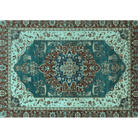 Ahgly Company Indoor Rectangle Abstract Light Blue Modern Area Rugs, 3' x 5'