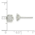 thumbnail image 2 of FJC Finejewelers 925 Sterling Silver Button Polished Floral CZ Post Earrings 7 x 6 mm, 2 of 6