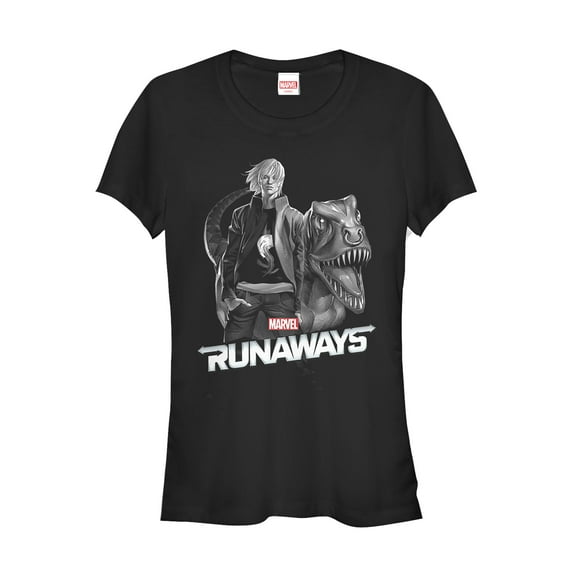 Junior's Marvel Runaways Chase & Old Lace Graphic Tee Black 2X Large
