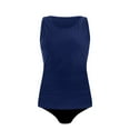 thumbnail image 4 of GERsome Tankini Swimsuits for Women Solid Color Swimwear Tummy Control Tank Top with Bottom Two Piece Bathing Suits S-2XL, 4 of 4