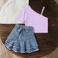 thumbnail image 6 of Auroural Kids Clothes Set Girls Sets 12 Months Children's Summer Solid Color Round Neck T-Shirt Short Skirt Two-Piece Set Kids, 6 of 9
