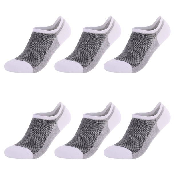 Xiao Hua Calcetines invisibles para hombre (paquete de 6), de algodón, de corte bajo, antideslizantes, de malla transpirable, talla 5.5-8.5, color blanco.