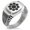 Silver, variant on Stainless Steel Chiba Samurai Crest CZ Ribbed Needle Stripe Pattern Biker Style Polished Ring