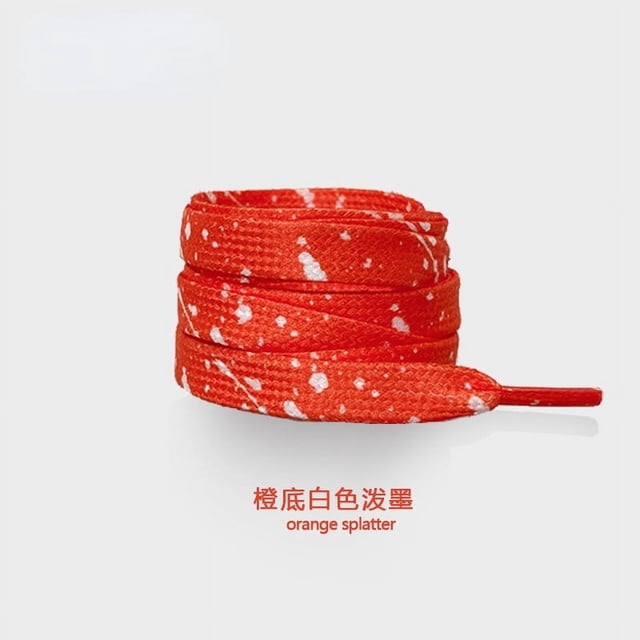 Shoelaces for Sneaker Flat Gilding Printing Ink Splatter Shoelace Colorful Splash Ink Hand-painted Basketball Shoe Laces for AF1 orange 100cm