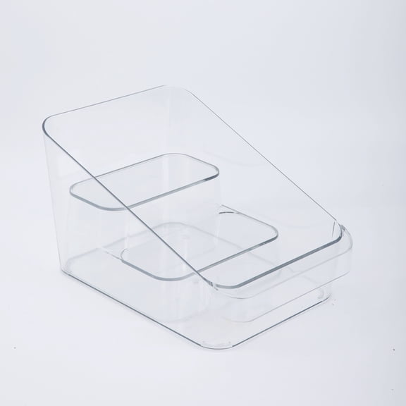 Mainstays Clear Plastic Tiered Pantry Bin Organizer for Kitchen Accessibility