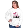 thumbnail image 4 of Breast Cancer Pink for Life Ribbon Women Crewneck Sweatshirt Brisco Brands S, 4 of 6