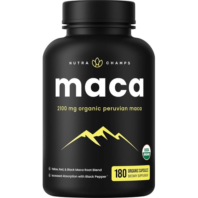 Nutra Champs Maca 2100 Mg Energía Rendimiento 180 Cáps Sabor Sin Sabor