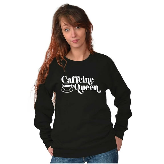 Caffeine Queen Coffee Addict Latte Women Plus Size Crewneck Sweatshirt Brisco Brands 2X