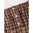 thumbnail image 3 of Coffee Brown Plaid Off Shoulder Slim-Fit Mini Dress For Women, 3 of 6