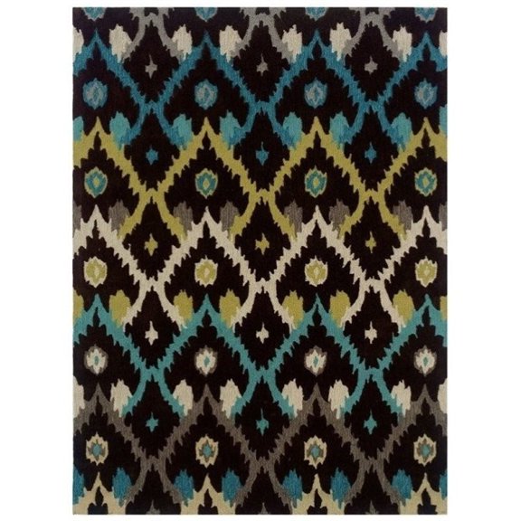 Hawthorne Collection 1'10" x 2'10" Hand Tufted Rug in Black and Teal