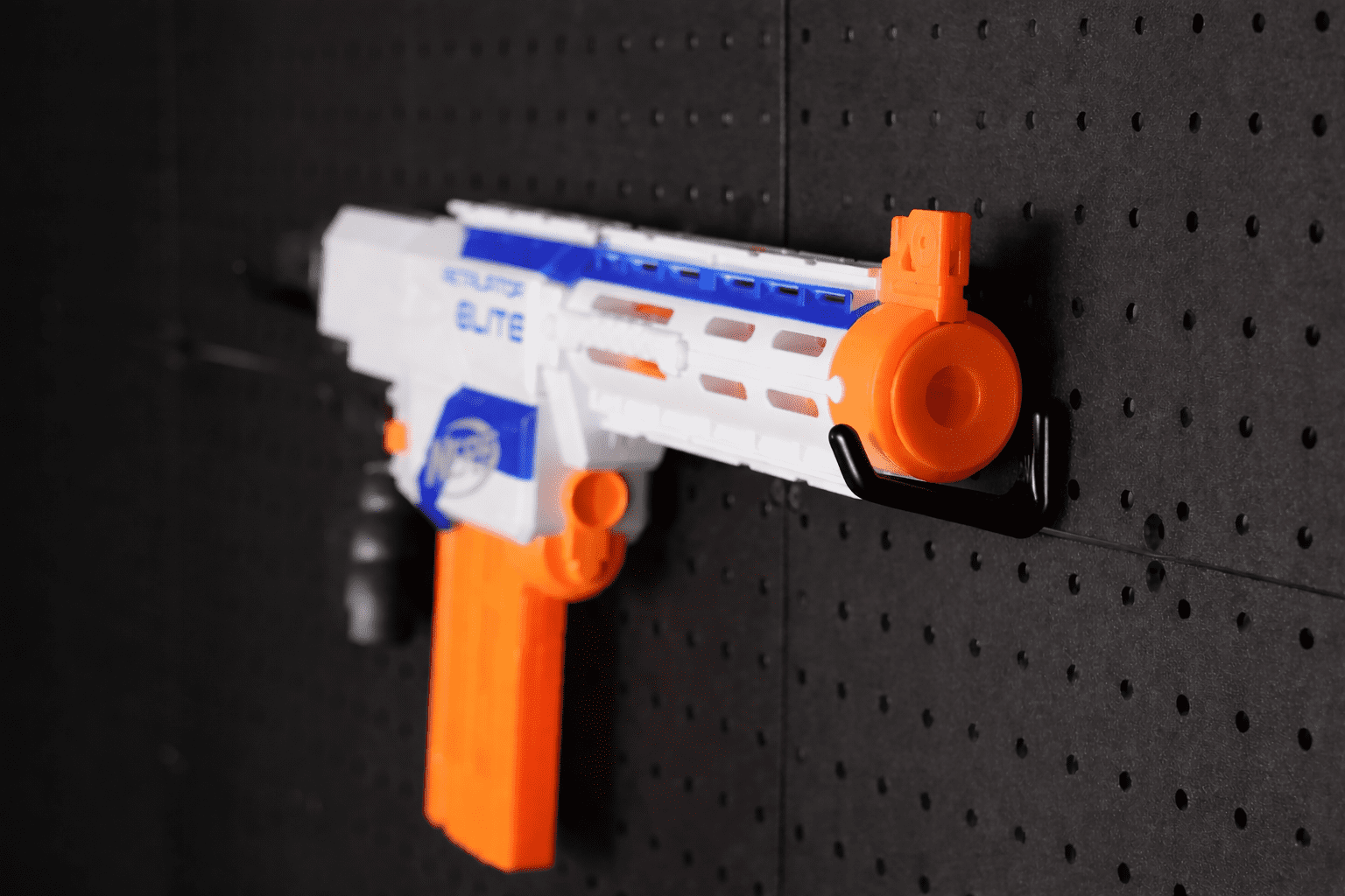 WallPeg Nerf Organizer Accessory Kit – 6 Large Cobalt Blue Pegboard Bins Ammo Storage & 20 Jumbo Peg Hooks for Mounting Nerf Blasters
