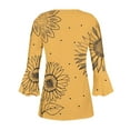 thumbnail image 5 of Yellow Women's Long Sleeve T-shirt, Summer Tops For Women 2025 Trendy Boho Floral Print Tunic Shirts 7 Sleeve V Neck Tshirt Casual Loose Blouse,Women's Long sleeve T-shirt S, 5 of 5